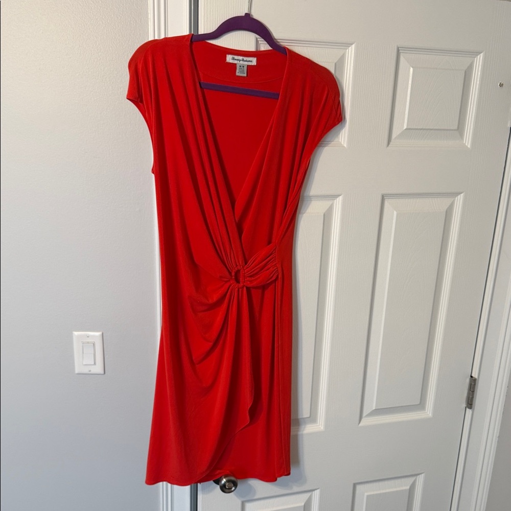 Tommy Bahama Bright Red Midi Dress with Knot-Front